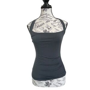 Geel NWT  Halter Tank Top XS Gray Ruched Stretch Lyocell Wool Blend